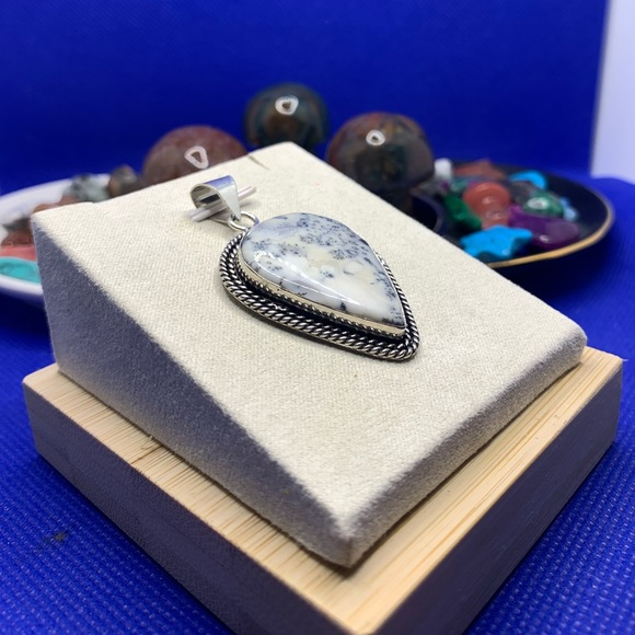 Australian Dendritic Opal Teardrop Pendant 925 Sterling Plated SPECIAL PRICE! 🤑 - Picture 2 of 10